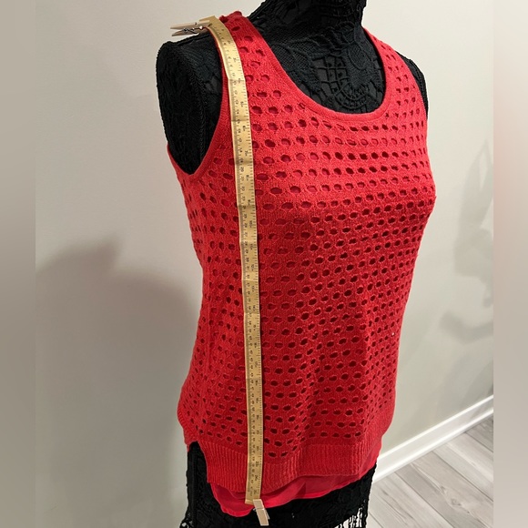 Dressy layered sleeveless blouse tank Outback Red The Limited - Picture 3 of 8